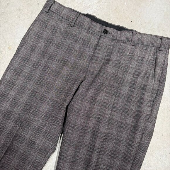 Pal Zileri Dress Pants Plaid Wool Trousers Hopsack Slim Fit 34x31 - Picture 2 of 9